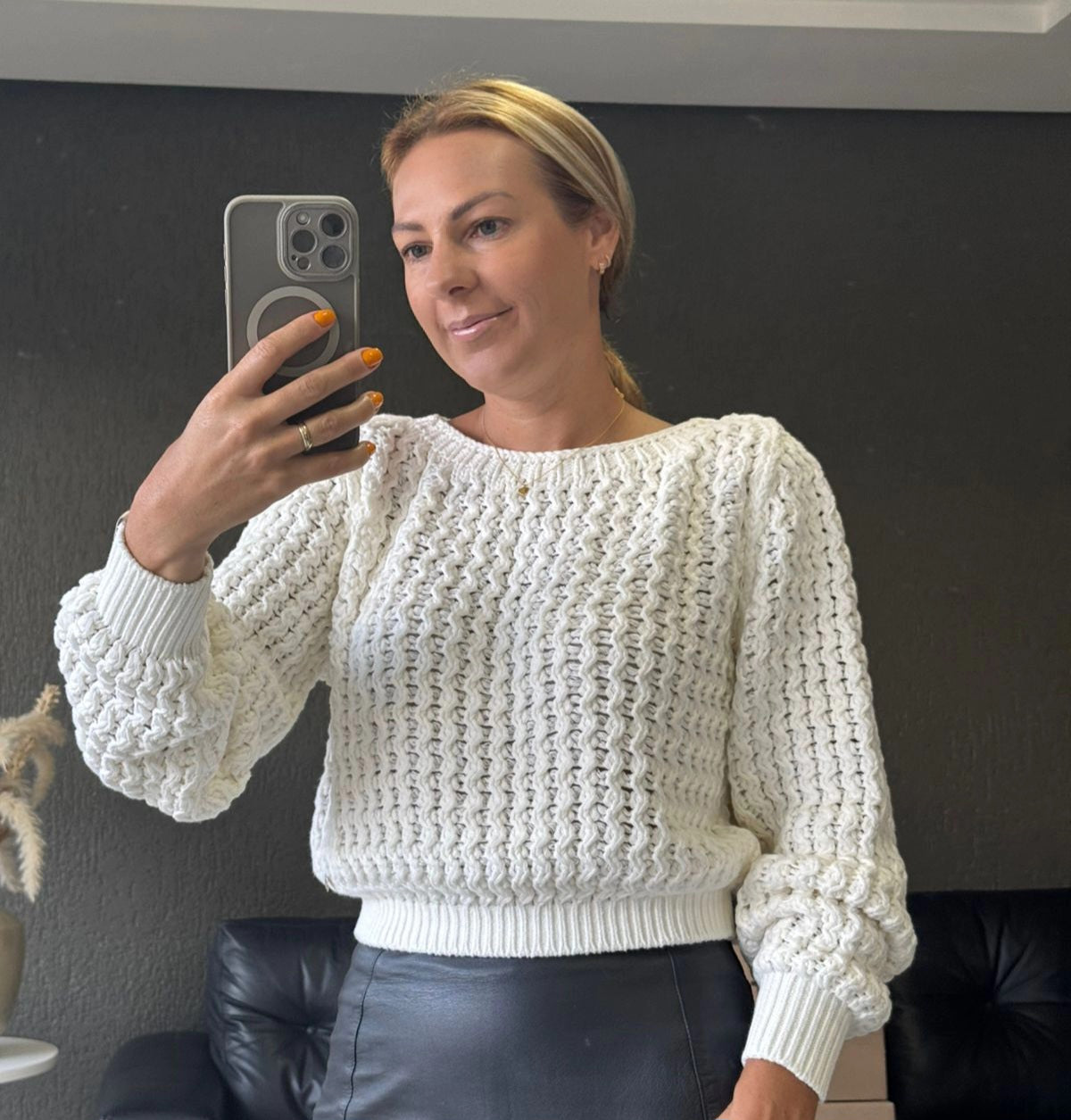 Blusa tricô ponto vazado Biamar
