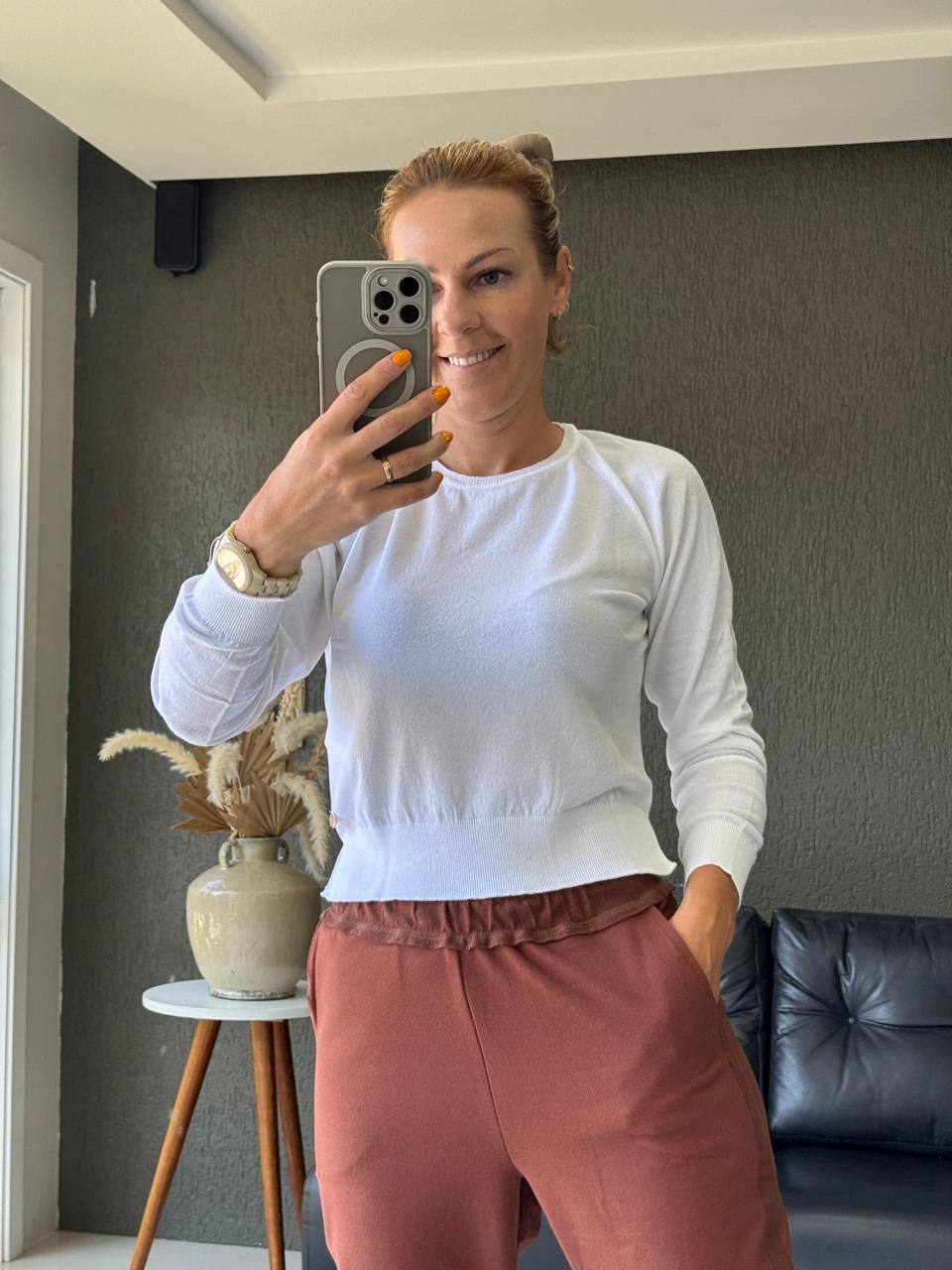 Blusa de costura e mangas de cava raglã Biamar