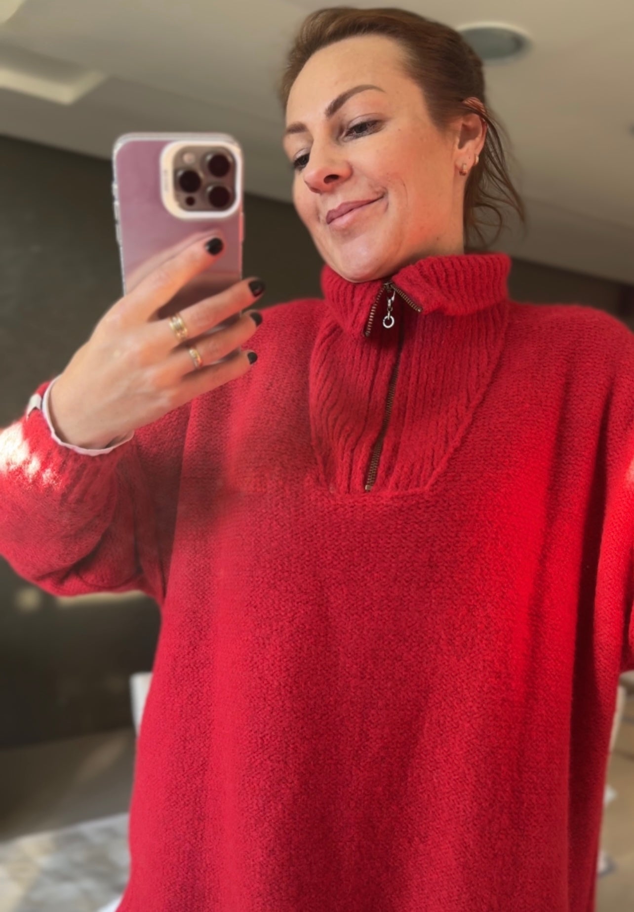 BLUSÃO BIAMAR OVERSIZED COM ZIPER NA GOLA E FENDA NA LATERAL