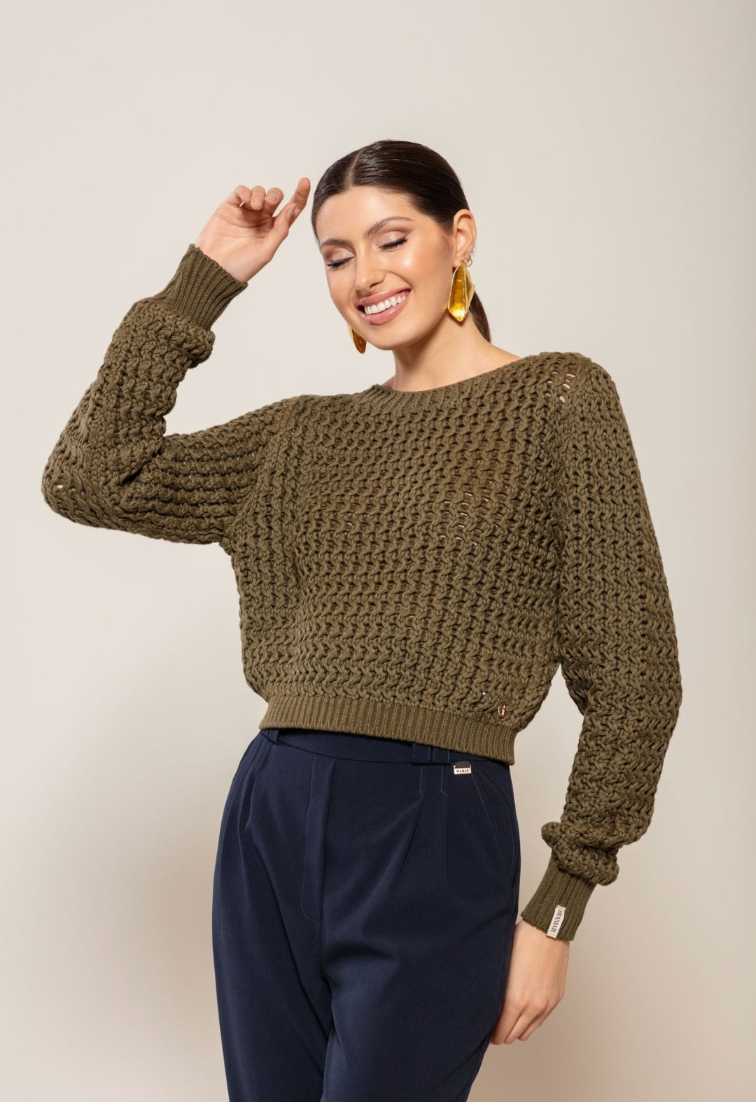 Blusa tricô ponto vazado Biamar
