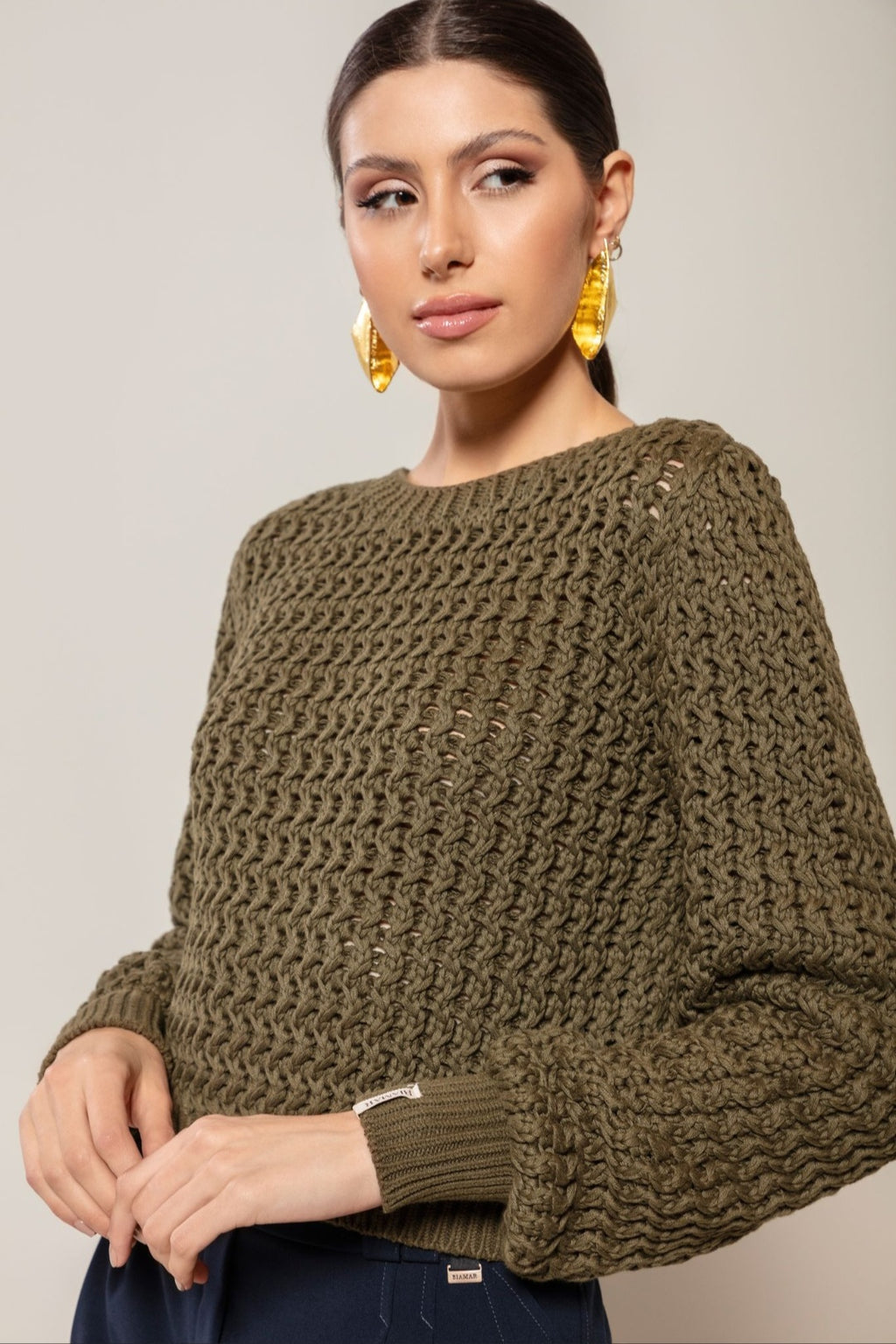 Blusa tricô ponto vazado Biamar