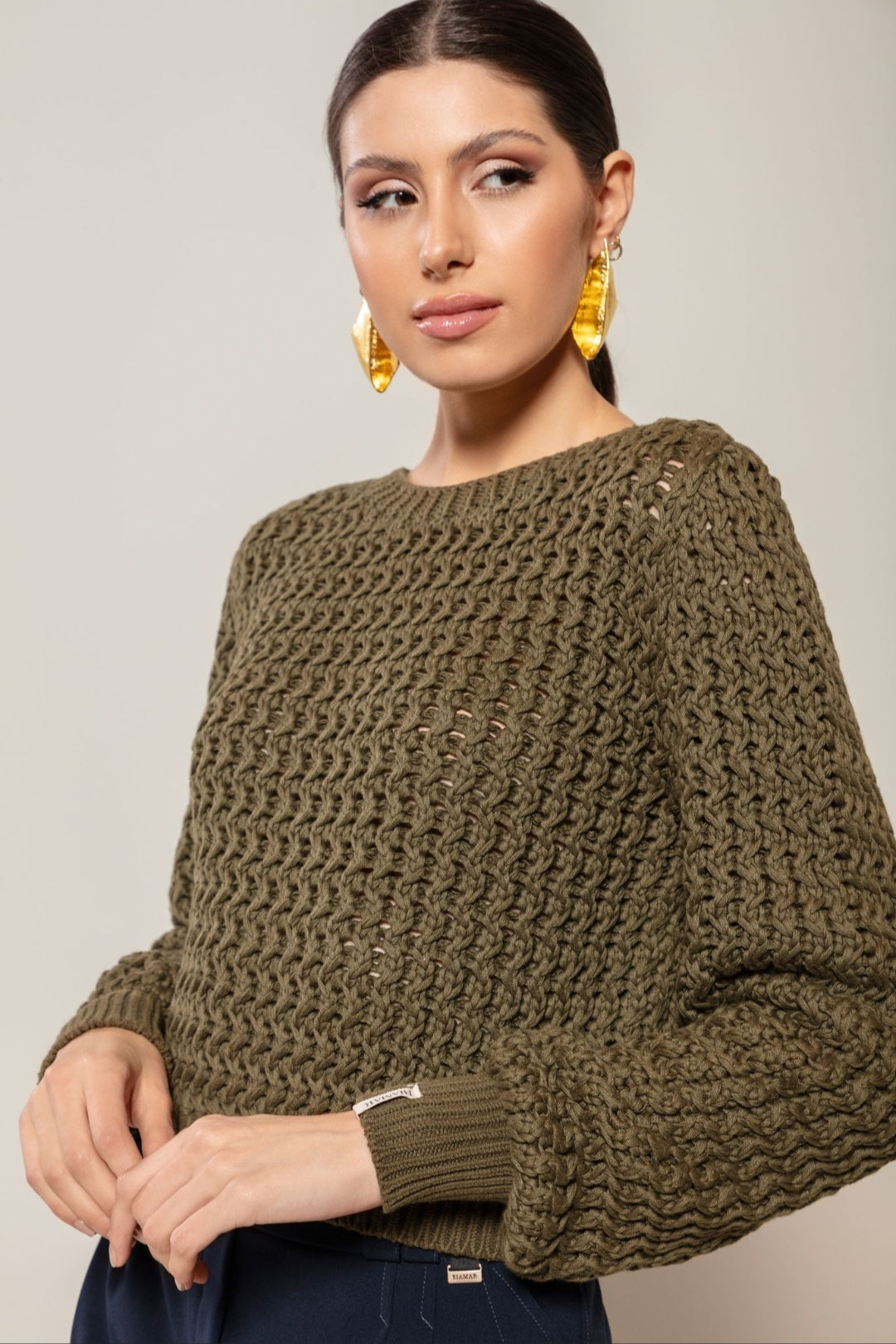 Blusa tricô ponto vazado Biamar