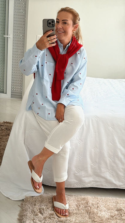 CAMISA EM ALGODÃO BORDADO MINI (FLOR OU CORAÇÃO)