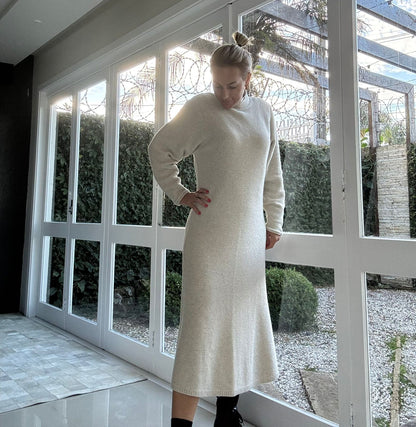 Vestido midi com decote redondo e mangas de cava posta Biamar 12197