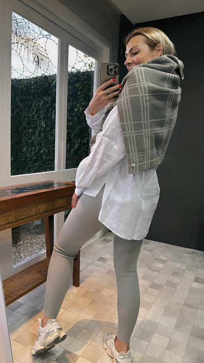 Blusa reversível com padronagem pied de poule e xadrez Biamar 12187