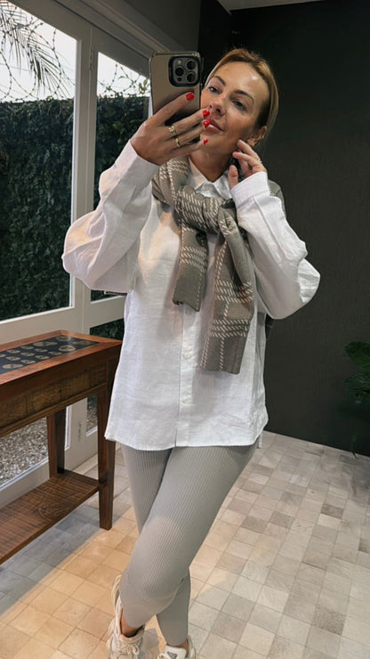 CAMISA BIAMAR MULLET DE LINHO COM MANGAS DE CAVA POSTA