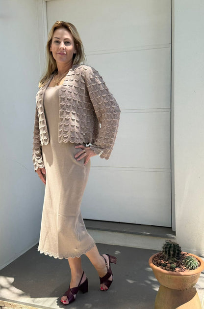 Vestido midi em algodão com detalhes em ponto araucária Biamar 12452