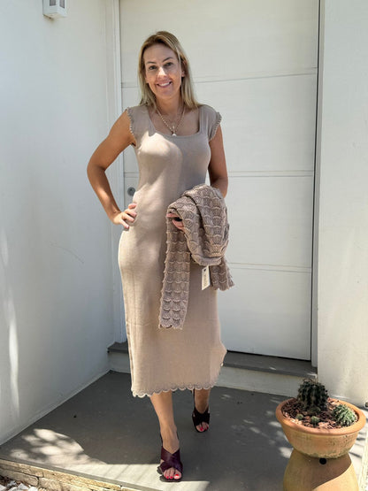 Vestido midi em algodão com detalhes em ponto araucária Biamar 12452