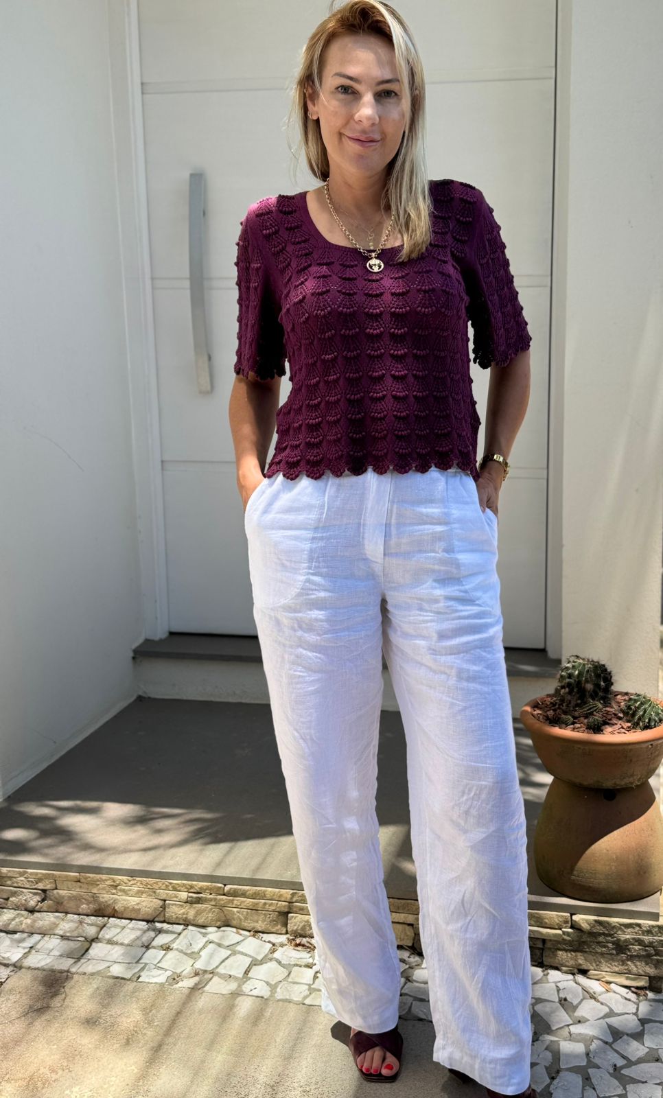 Blusa de algodão em ponto araucária Biamar 12444