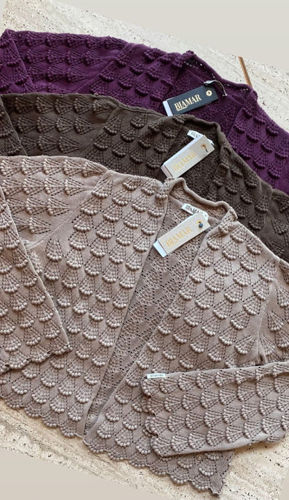 Blusa de algodão em ponto araucária com mangas longas Biamar 12446