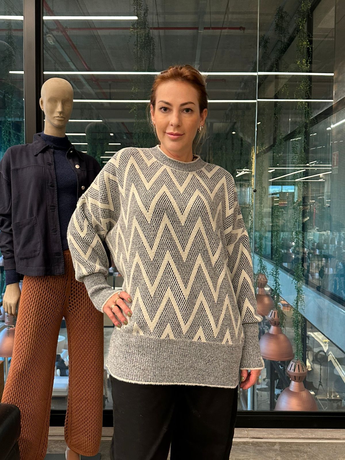 Blusa alongada com padronagem geométrica Biamar 12511