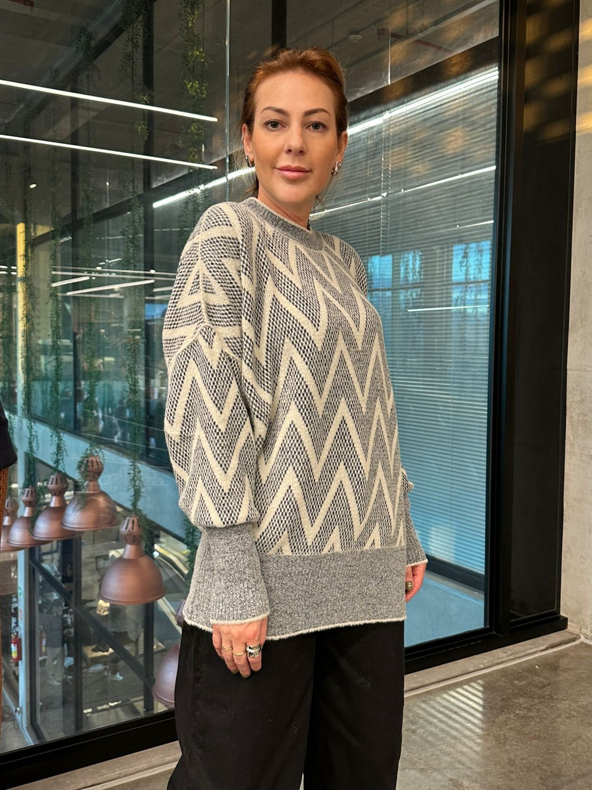 Blusa alongada com padronagem geométrica Biamar 12511