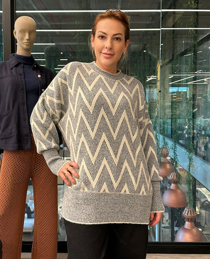 Blusa alongada com padronagem geométrica Biamar 12511