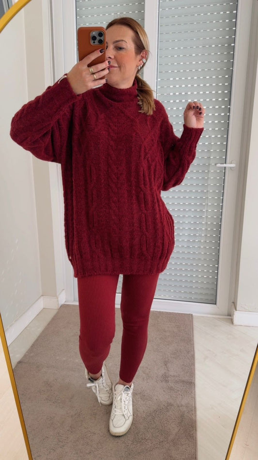 Blusa alongada com tecimento em tranças Biamar 12455