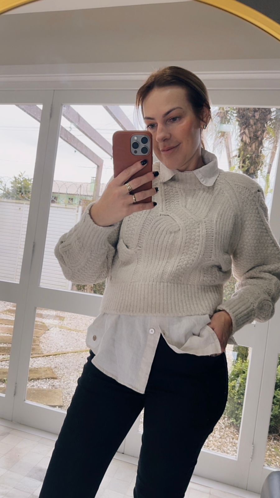 Blusa com tecimento em tranças e mangas de cava raglan Biamar 12378