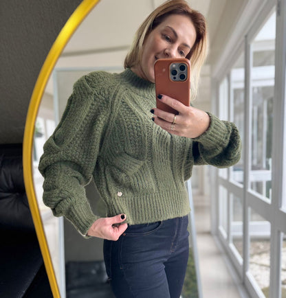 Blusa com tecimento em tranças e mangas de cava raglan Biamar 12378