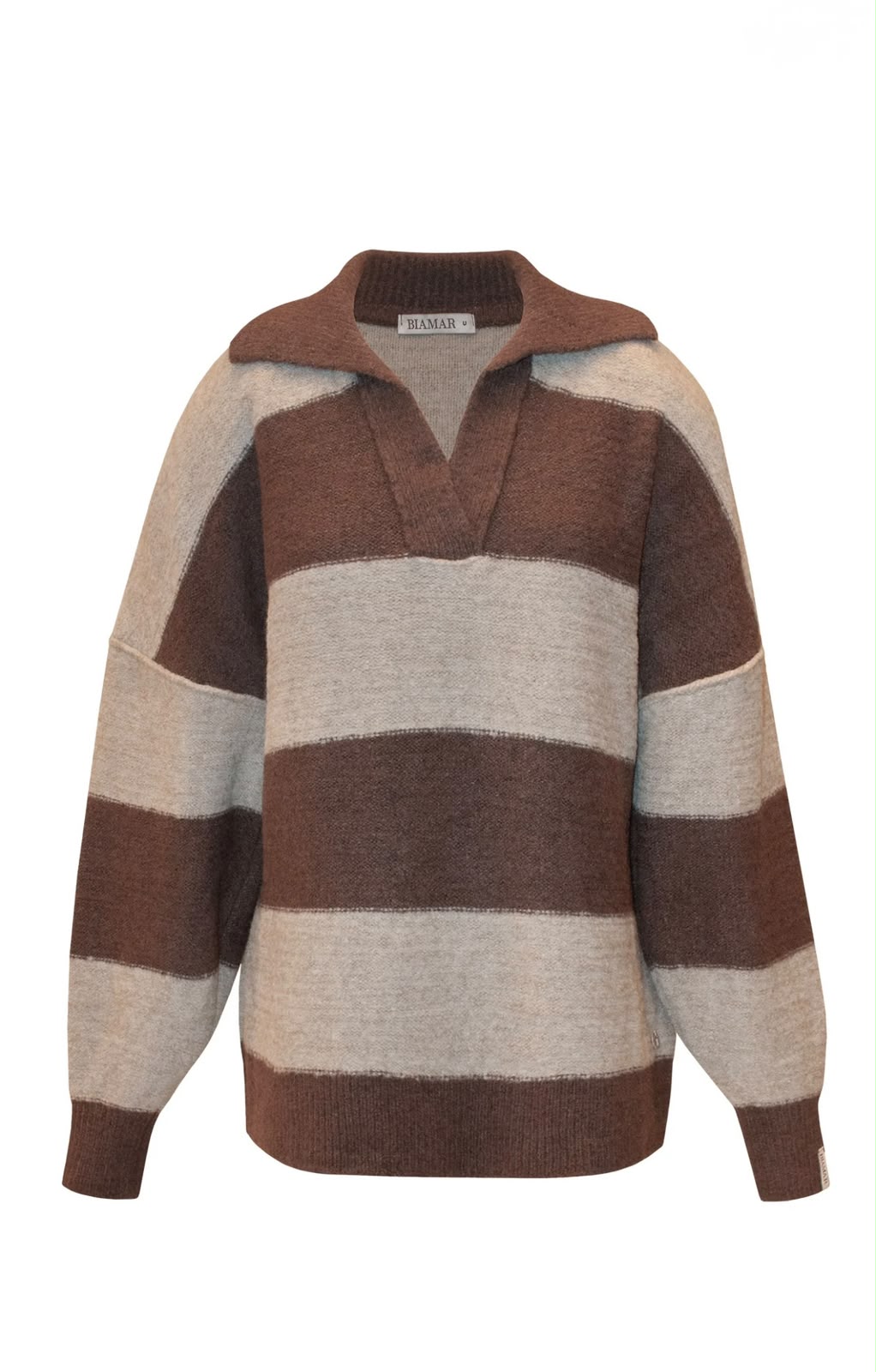 Blusa com padronagem em listras e gola polo Biamar 12528