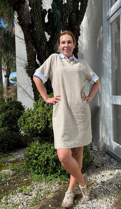 Vestido com bolsos aplicados Biamar 12270