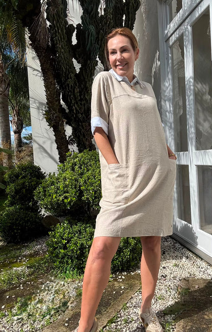 Vestido com bolsos aplicados Biamar 12270