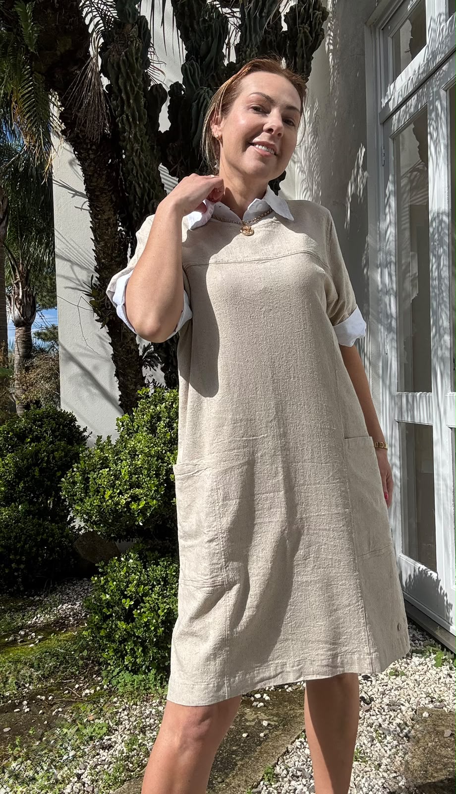 Vestido com bolsos aplicados Biamar 12270