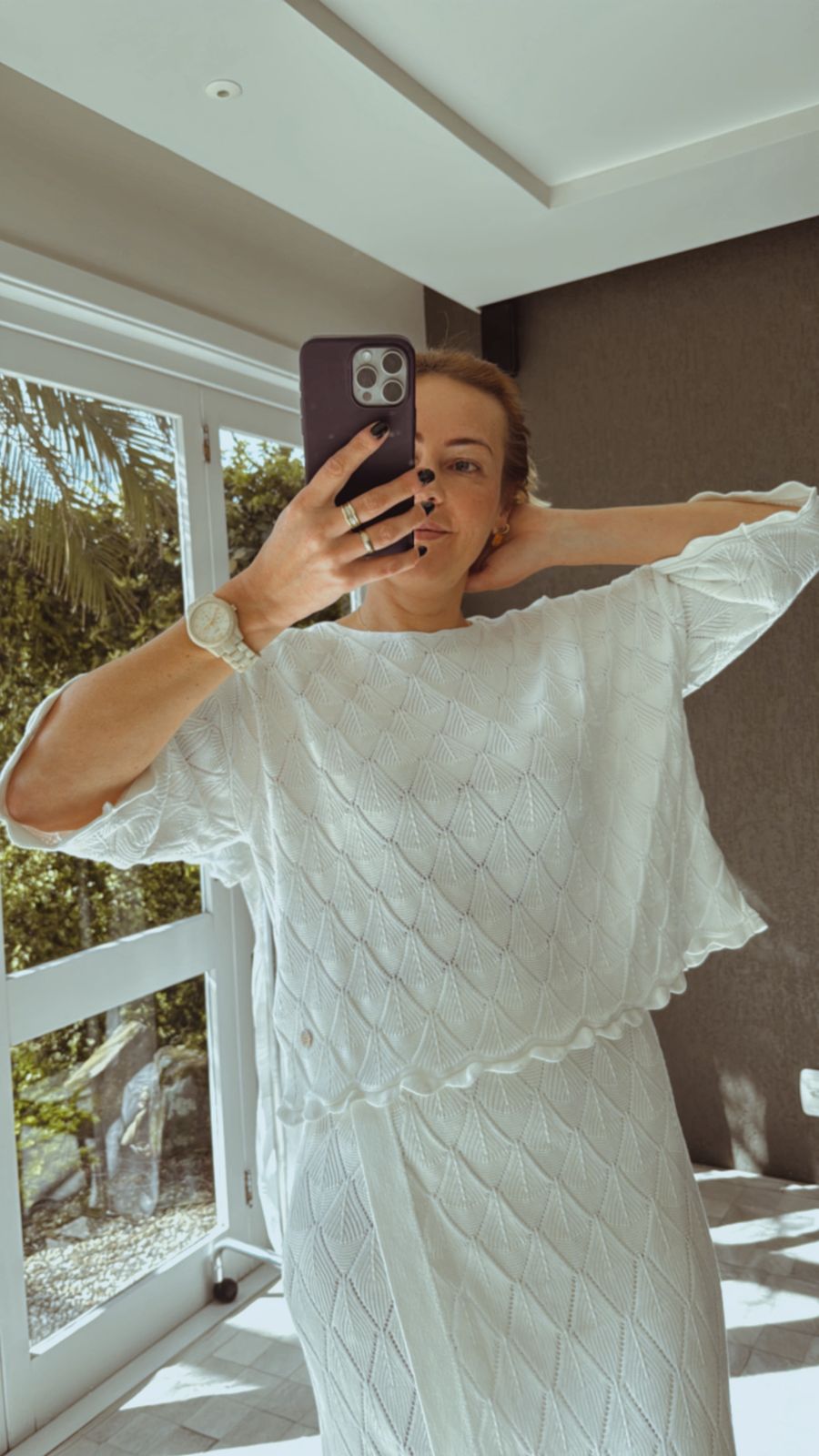 BLUSA EM ALGODÃO COM TRAMA DETALHADA E BARRA ONDULADA BIAMAR 11981