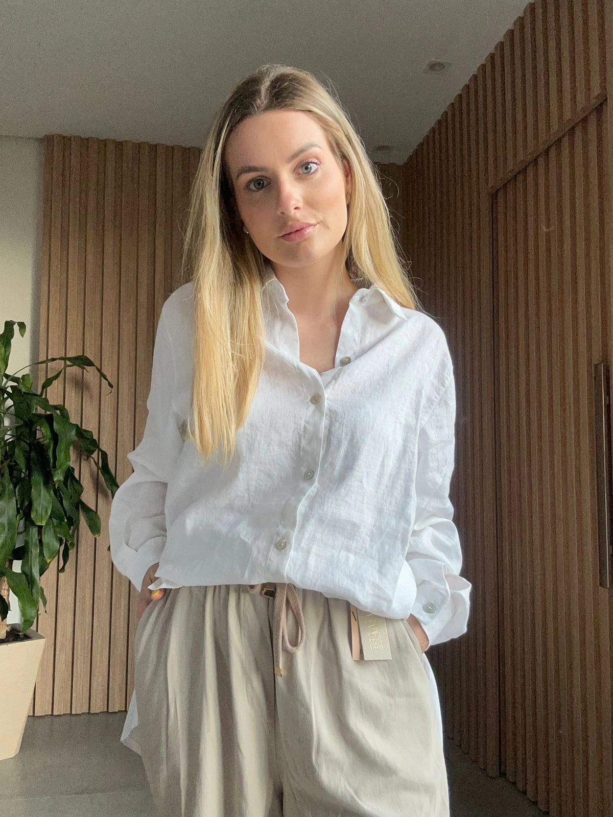 CAMISA BIAMAR MULLET DE LINHO COM MANGAS DE CAVA POSTA