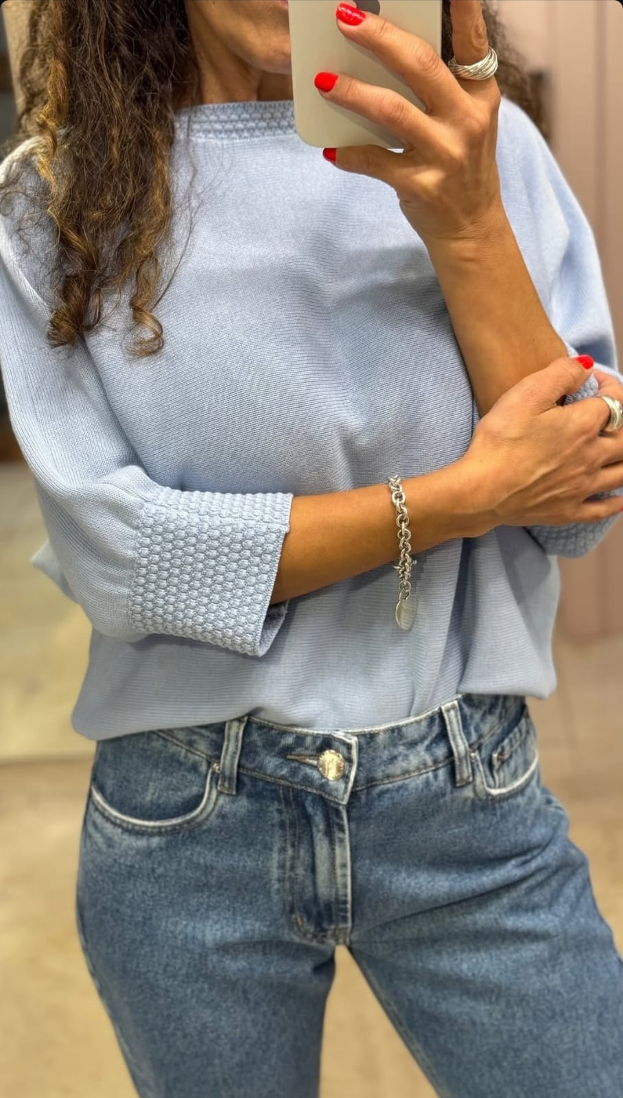 BLUSA DE ALGODÃO COM DETALHES EM PONTO PIPOCA E GOLA REDONDA BIAMAR 11963