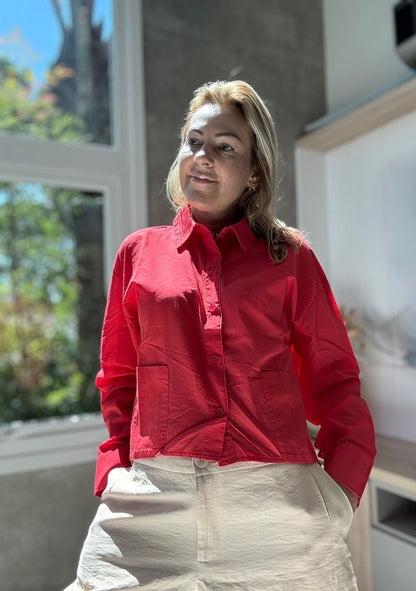 CAMISA MULLET EM ALGODÃO COM BOTÕES E MANGAS DE CAVA POSTA BIAMAR 12007