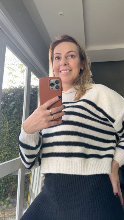 Blusa com listras e capuz Biamar 12529