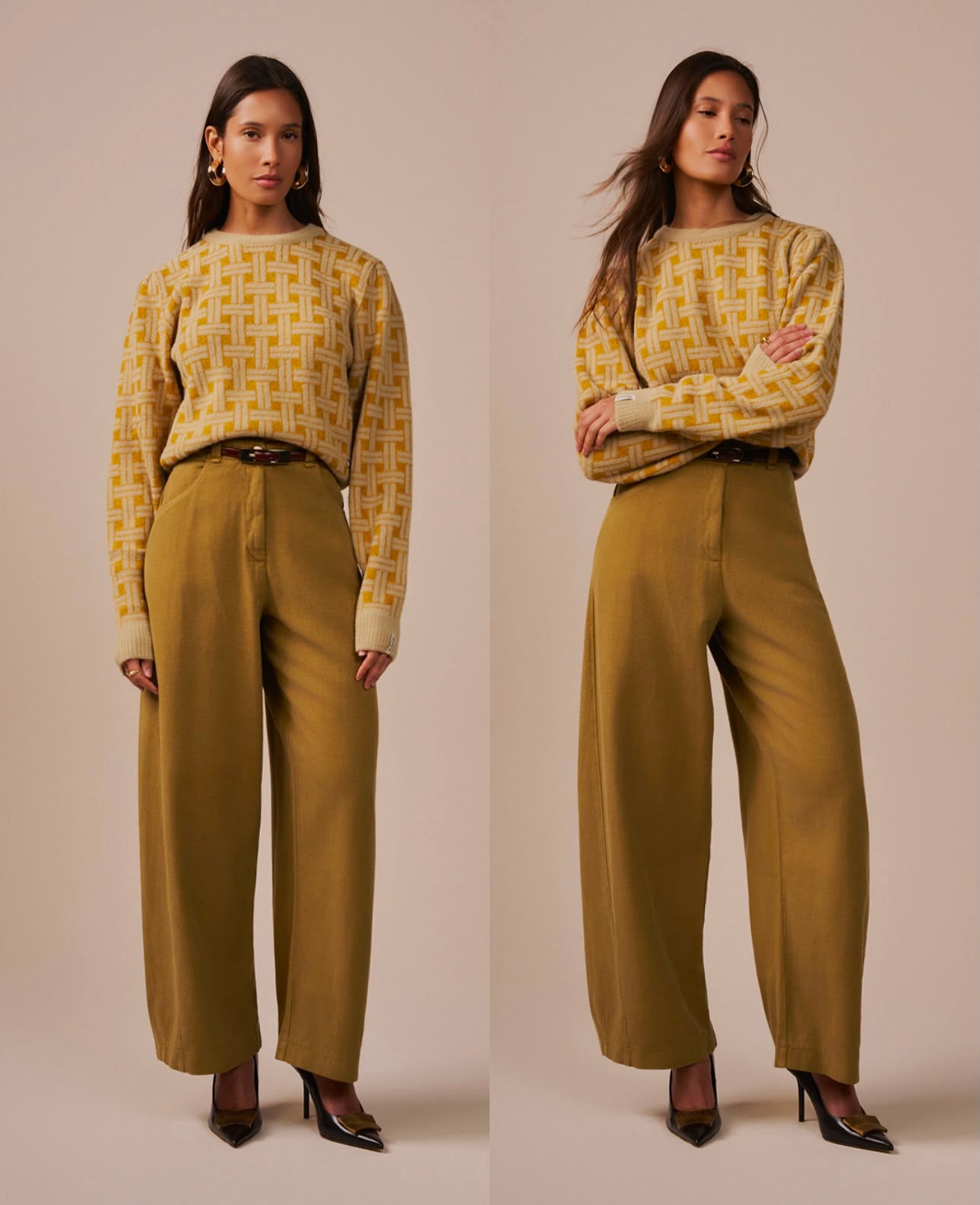 Blusa cropped em fio pluma com padronagem geométrica Biamar 11905