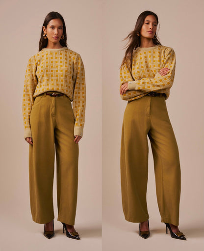 Blusa cropped em fio pluma com padronagem geométrica Biamar 11905