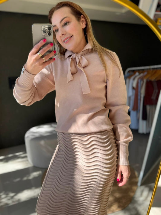 Blusa Biamar com detalhe laço removível no decote 12405