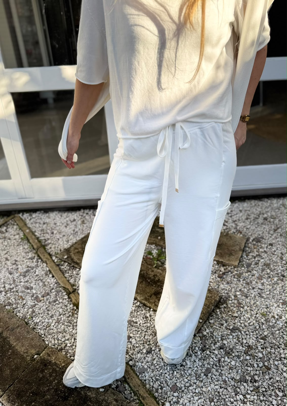 Calça pantalona em moletinho com bolsos laterais Biamar 12311