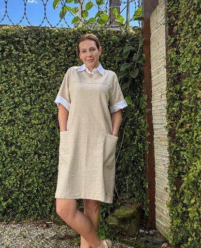 Vestido com bolsos aplicados Biamar 12270
