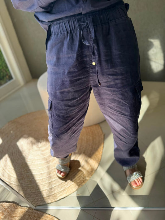 Calça cargo 100% linho Biamar 12274