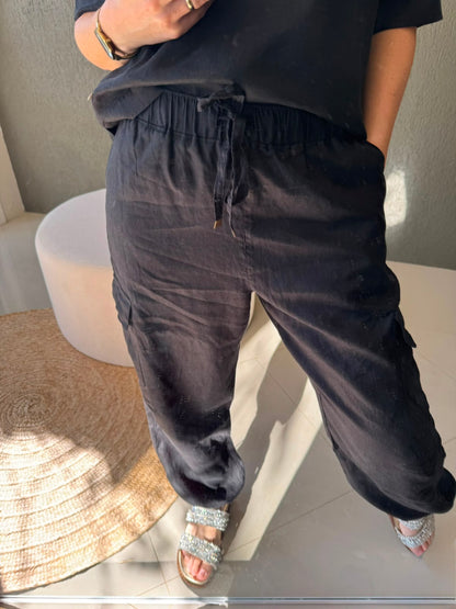 Calça cargo 100% linho Biamar 12274