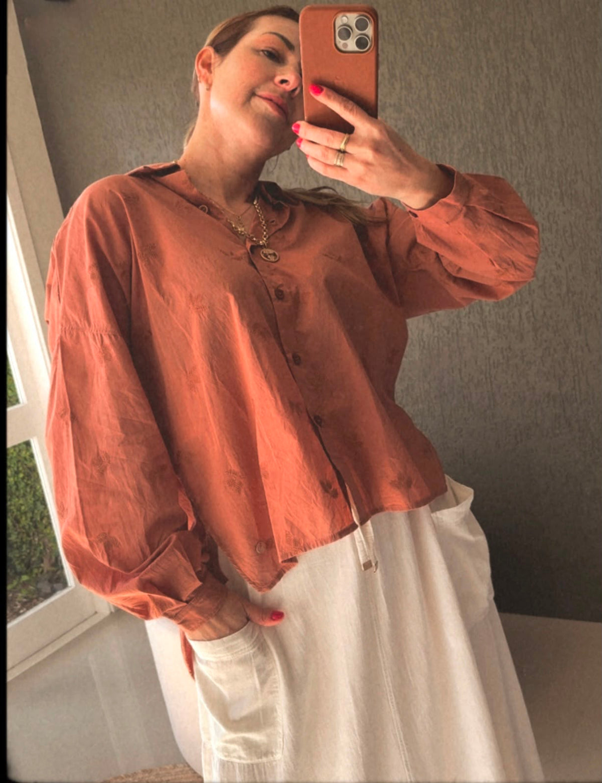 Camisa em tecido bordado Biamar 12295