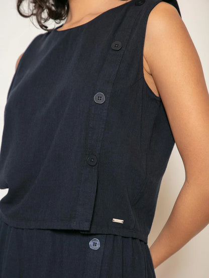 REGATA CROPPED COM FENDA FRONTAL E DETALHES EM BOTÕES BIAMAR 12071
