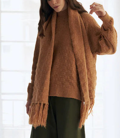 Blusa com efeito de padronagem geométrica e cava raglan Biamar 12459