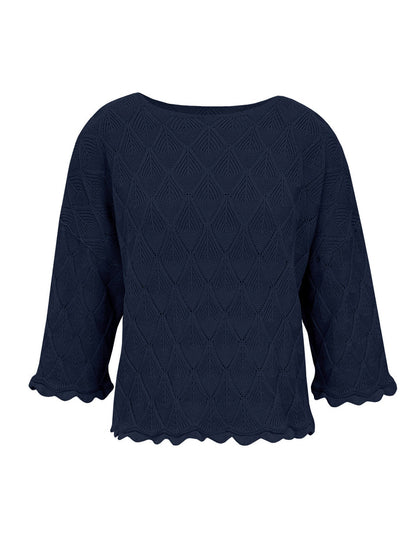 BLUSA EM ALGODÃO COM TRAMA DETALHADA E BARRA ONDULADA BIAMAR 11981