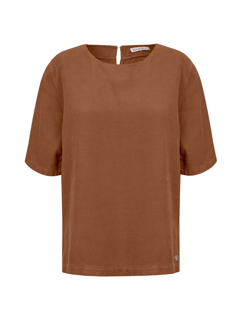 BLUSA DE GOLA REDONDA COM FENDAS E MANGAS CURTA BIAMAR
