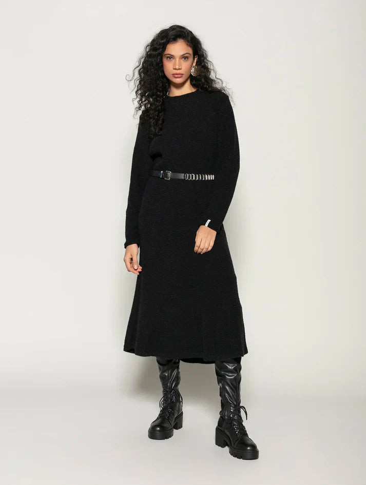Vestido midi com decote redondo e mangas de cava posta Biamar 12197