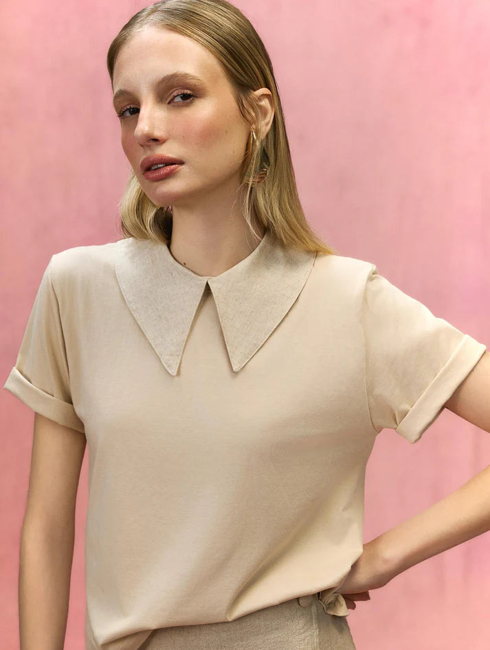BLUSA MANGA CURTA COM GOLA POLO E ABERTURA NAS COSTAS BIAMAR 12079