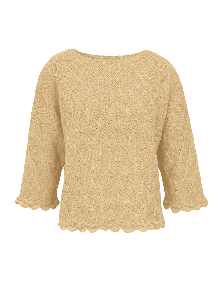 BLUSA EM ALGODÃO COM TRAMA DETALHADA E BARRA ONDULADA BIAMAR 11981