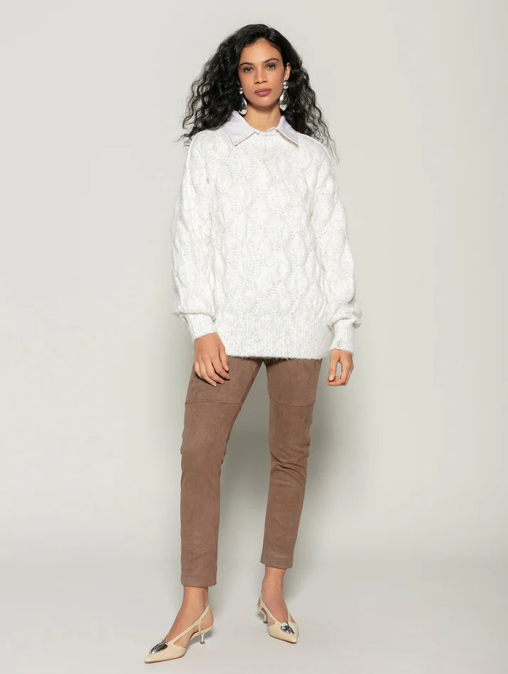 Blusa alongada com decote redondo Biamar 12402