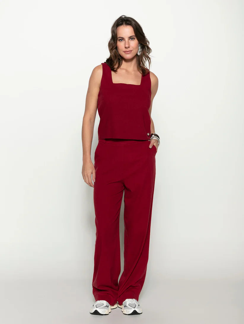 CALÇA RETA COM BOLSOS FACA E ELÁSTICO BIAMAR 12020