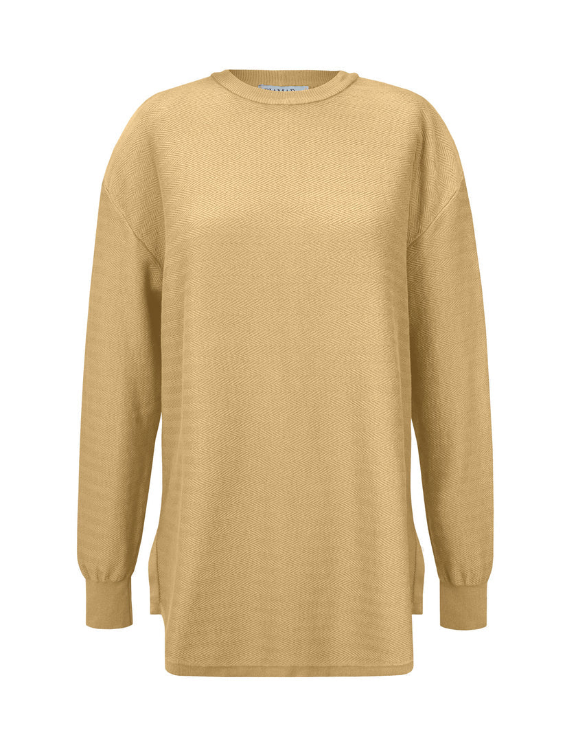 BLUSA ALONGADA EM ALGODÃO COM GOLA REDONDA, FENDAS E MANGAS DE CAVA POSTA BIAMAR