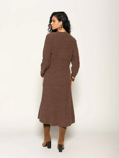 Vestido midi com decote redondo e mangas de cava posta Biamar 12197