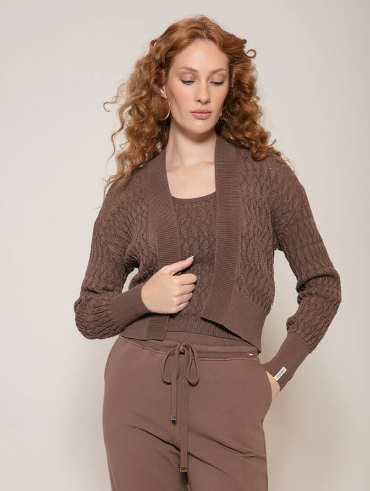 Casaco em algodão com ponto vazado e punho alto Biamar 12361