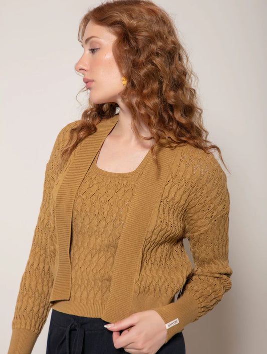 Casaco em algodão com ponto vazado e punho alto Biamar 12361